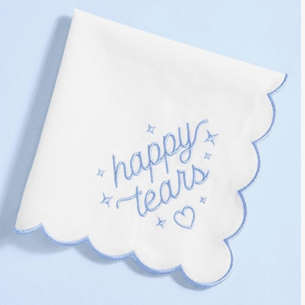 Wedding Happy Tears Embroidered Handkerchief
